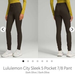 Lululemon City Sleek 5 Pocket 7/8 Pant Dark Olive 2021 W5EJ8S $128 Iron Burn 27